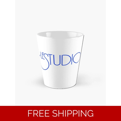 Tall Mug White Royal Blue Logo